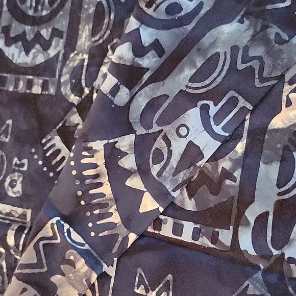 Variety of blues, black, white, and greys in a Batik Tikki design - 1 yard - Picture 6 of 6